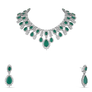 Cubic Zirconia Emerald Green Necklace Set