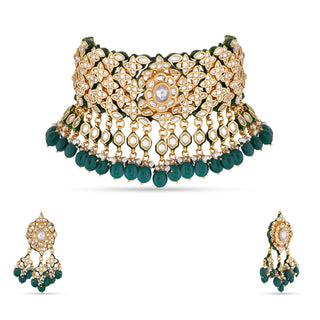 Green Drop Kundan Studded Choker Set