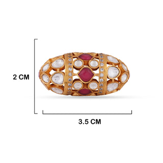 Polki and Red Stone Kundan Ring