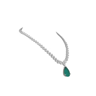 Zyva - Cubic Zirconia Green Stone Necklace Set