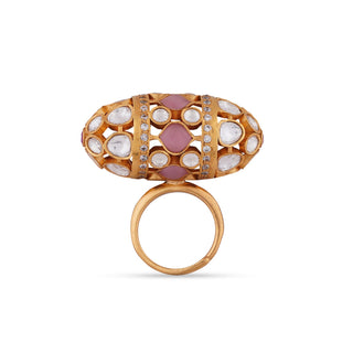 Pink Stone and Polki Ring