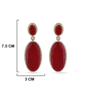  Red Ruby Stone Gold Earrings