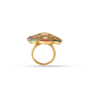  Multi Coloured Kundan Ring