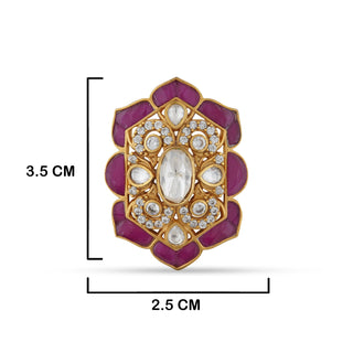 Magenta Kundan Ring