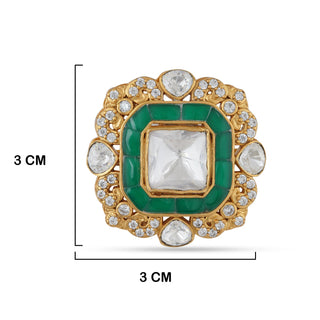 Polki Centred Green Ring