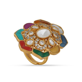  Multi Coloured Kundan Ring