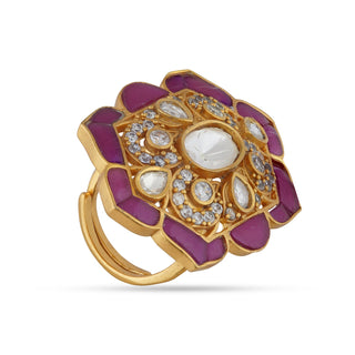 Magenta Kundan Ring