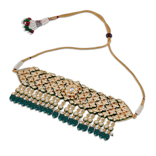 Green Drop Kundan Studded Choker Set