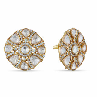 Alraaz - Gold and Silver Polki Earrings