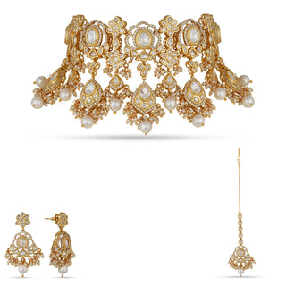 White Pearl Kundan Choker Set