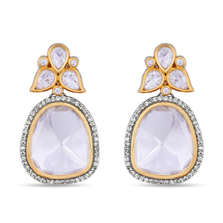 CZ Outlined Polki Earrings