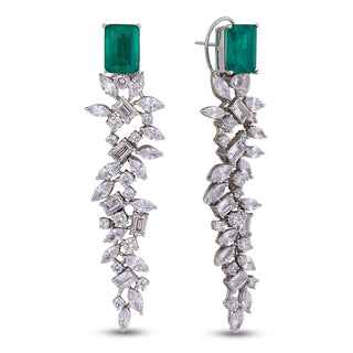 Yamaam - CZ & Green doublet stone earrings