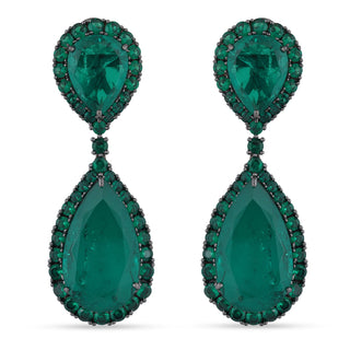 Flora -  Emerald Green Doublet Drop Earrings