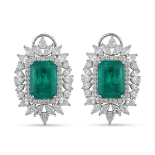 Green Stoned CZ Stud Earrings