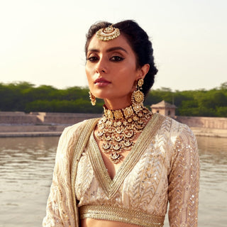 Everly - White Pearl Kundan Choker Set